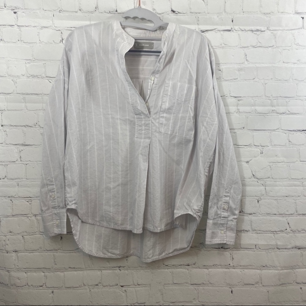 Everlane White Striped Button Down Shirt